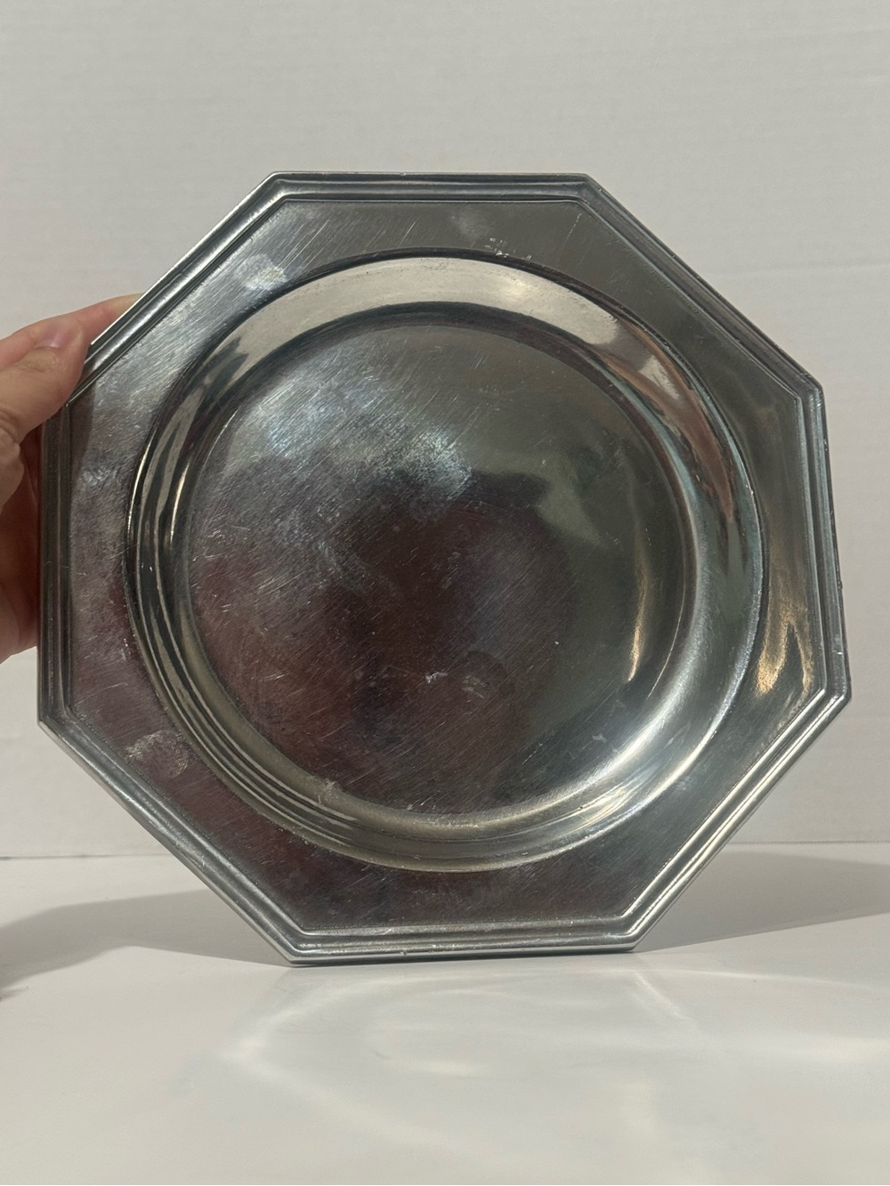 Wilton Octagonal Silver Charger Plate Tray 10” Vintage Pewter